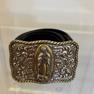 Virgin Mary Cowboy Belt Buckle & Belt